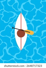 Kayak na ilustração do vetor do mar