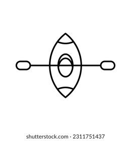Kayak outline icon. Design element of Summer time vacation, vector illustration in trendy style. Editable graphic resources for many purposes. 
