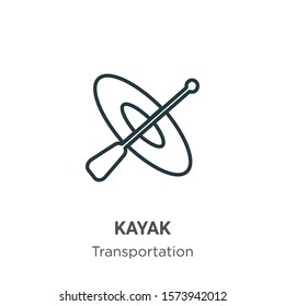 Kayak outline vector icon. Thin line black kayak icon, flat vector simple element illustration from editable transportation concept isolated on white background