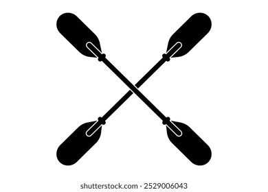 Remo de caiaque, sinal de remo de canoa, símbolo. Canoa cruzada paddles ícone do vetor, silhueta. Vetor de sinais de pás de festival de Barco Dragão. Ilustração vetorial.