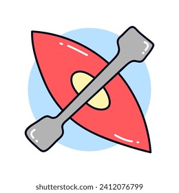 Kayak and paddle doodle illustration. Flat illustration of kayak and paddle vector.