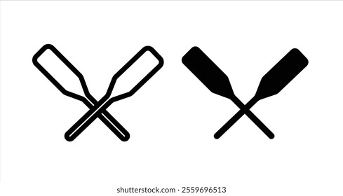 Kayak paddle Icon collection in filled and stroke style.