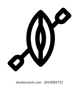 Kayak and paddle icon. Editable line icon. Professional and modern outline icon vector illustration featuring outdoor rowing gear in a sleek design.