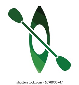 Kayak and paddle icon. Flat color design. Vector illustration.