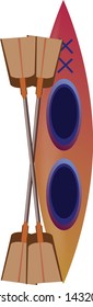 Kayak and paddle illustration vector. Outdoor paddle activitie