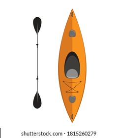 Kayak and its paddle isolated illustration.