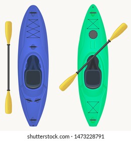 Kayak and paddle. Kayaking Water Sport, Outdoor Activities. Vector