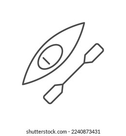 Kayak with paddle line icon