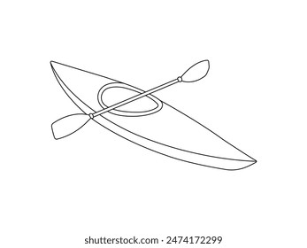 Kayak with Paddle Outline icon vector. Kayak with Paddle Outline isolated white background. Vector Illustration