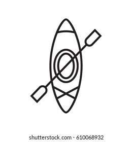 kayak with paddle In Simple Line Style Isolated On White Background. Created For Mobile, Web, Decor, Print Products, Application