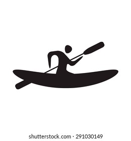Kayak and paddle square icon. Vector illustration of Outdoor activities elements - kayak and rowing oar. Kayak isolated, sea kayak