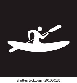 Kayak and paddle square icon. Vector illustration of Outdoor activities elements - kayak and rowing oar. Kayak isolated, sea kayak