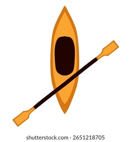 Kayak and paddle top view vector illustration. Flat design Kayak with paddle icon