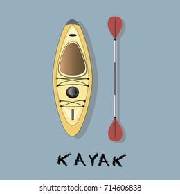 kayak and paddle, vector