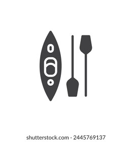 Kayak with paddle vector icon. filled flat sign for mobile concept and web design. Kayaking glyph icon. Symbol, logo illustration. Vector graphics