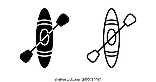 kayak con Vector de paletas en color negro.