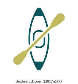 Kayak with paddle vector isolated icon. Camping sign. Graph symbol for travel and tourism web site and apps design, logo, app, UI