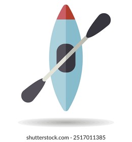 Kayak with paddle vector isolated icon. Camping sign. Graph symbol for travel and tourism web site and apps design, logo, app, UI