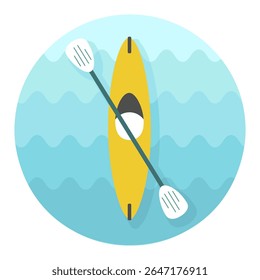 Kayak com paddle vetor ícone isolado. Sinal de acampamento. Símbolo gráfico para site de viagens e turismo e design de aplicativos, logotipo, aplicativo, UI