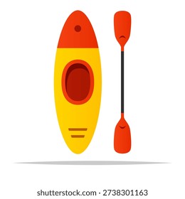 Kayak and paddle vector isolated illustration