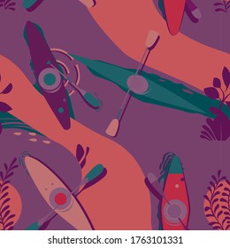Kayak pattern seamless design. Decoration textile and paper series