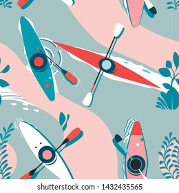 Kayak pattern seamless design graphic