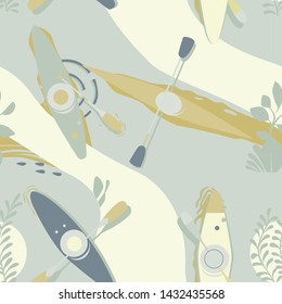 Kayak pattern seamless design graphic
