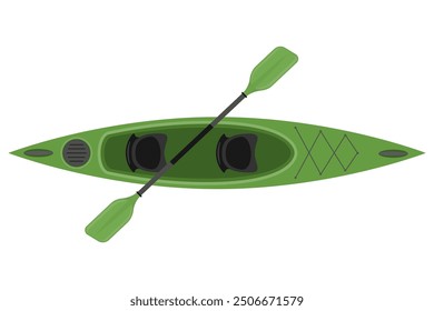 Kayak de plástico para Ilustración vectorial de estilo plano de pesca y turismo aislado sobre fondo blanco