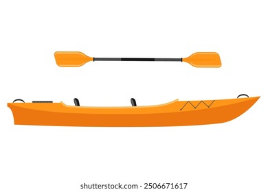 Kayak de plástico para Ilustración vectorial de estilo plano de pesca y turismo aislado sobre fondo blanco