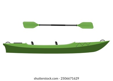 Kayak de plástico para Ilustración vectorial de estilo plano de pesca y turismo aislado sobre fondo blanco