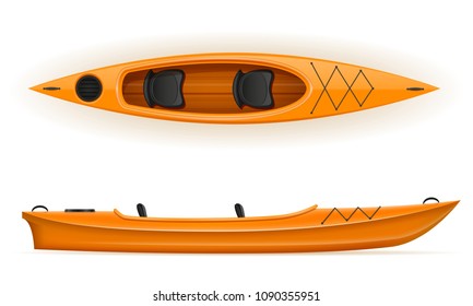 kayak from plastic for fishing and tourism vector illustration isolated on white background