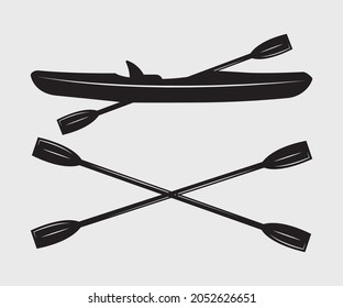 kayak Printable Vector Illustration .Kayaking silhouettes vector. 
