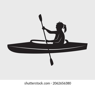 kayak Printable Vector Illustration. Kayaking silhouettes vector. Set of silhouettes of people swimming in a canoe