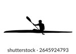 Kayak racing, isolated vector silhouette, water sport