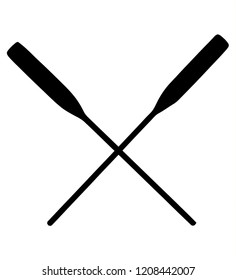 Kayak raft paddles crossed, isolated on white
