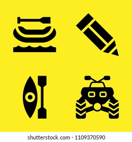kayak, rafting, pencil and quad vector icon set. Sample icons set for web and graphic design