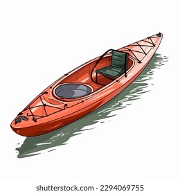 Kayak rental. Water sports. Cartoon vector illustration. label, sticker, t-shirt printing