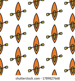 kayak seamless doodle pattern, vector illustration