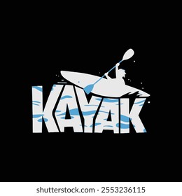 kayak silhouette typography t shirt design.