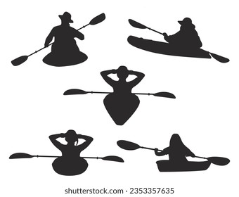 Kayak silhouette, silhouette kayak vector, kayak silhouette clip art, canoe silhouette, kayaking boat vector