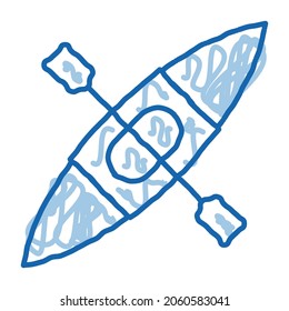 Kayak sketch icon vector. Hand drawn blue doodle line art Kayak sign. isolated symbol illustration
