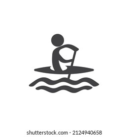 Kayak sprint sport vector icon. filled flat sign for mobile concept and web design. Canoe sprint glyph icon. Symbol, logo illustration. Vector graphics