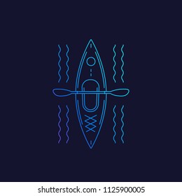 kayak top view, linear vector illustration