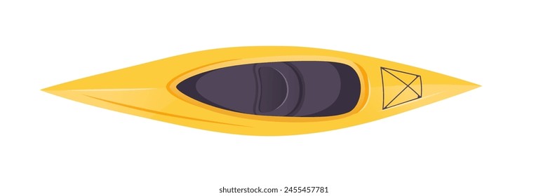 Kayak top view vector illustration. Aerial view of sea boat. Water vessel. Sport and vacation.