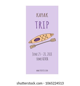 Kayak trip flyer template cartoon vector illustration