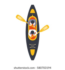 Kayak For Two Person With Peddles From Above, Part Of Boat And Water Sports Series Of Simple Flat Vector Illustrations