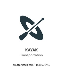 Kayak vector icon on white background. Flat vector kayak icon symbol sign from modern transportation collection for mobile concept and web apps design.