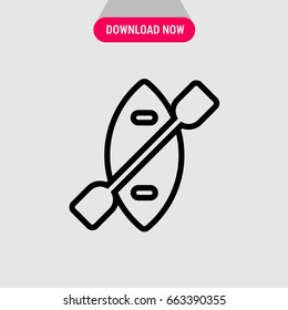 Kayak vector icon, Sailling small boat symbol. Simple, modern flat vector illustration for mobile app, website or desktop app 