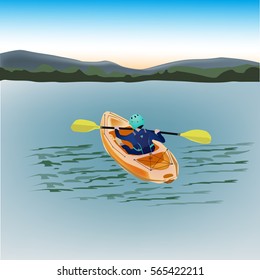 Kayak vector illustration,kayaking water sport