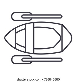 kayak vector line icon, sign, illustration on background, editable strokes